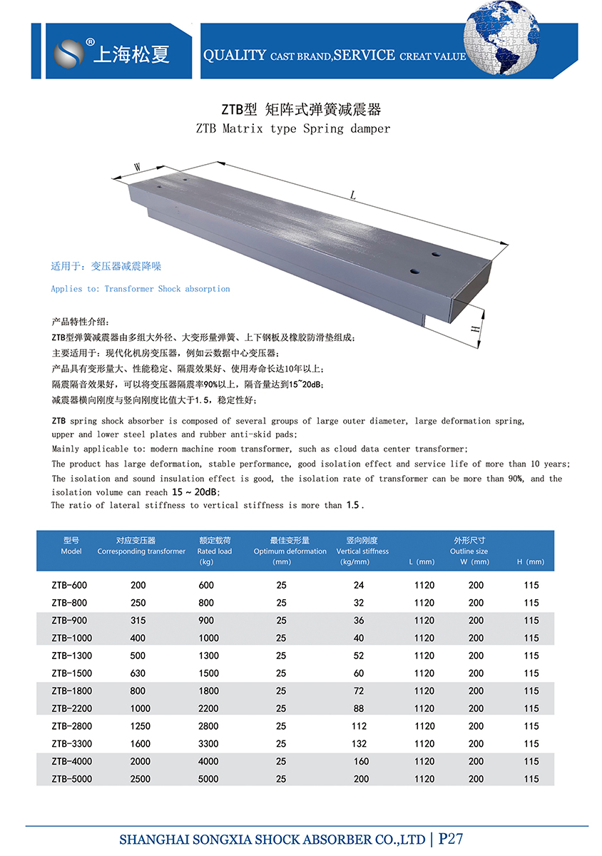 矩陣式<a href='http://www.lectite.com' target='_blank'><u>彈簧減震器</u></a>-變壓器專用